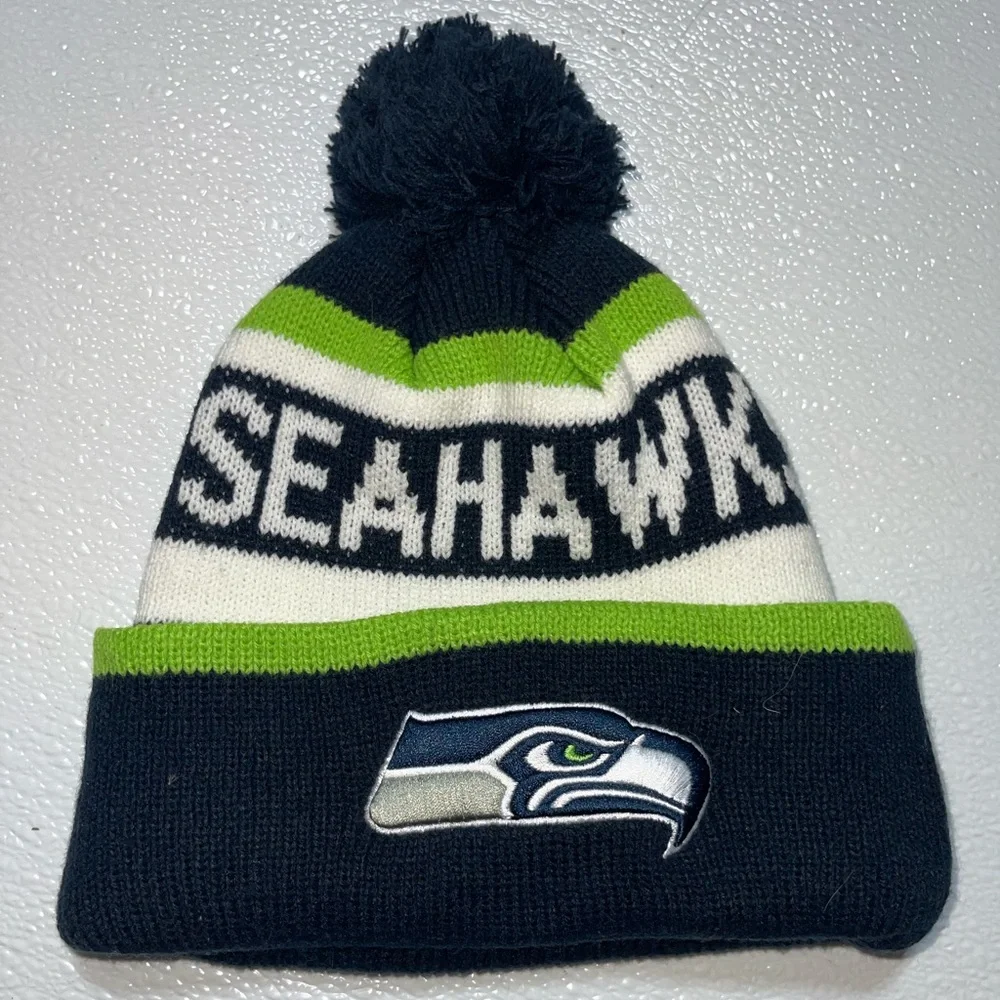 3/$10 Seahawks Fan Beanie - Navy, Green, White - Picture 1 of 5